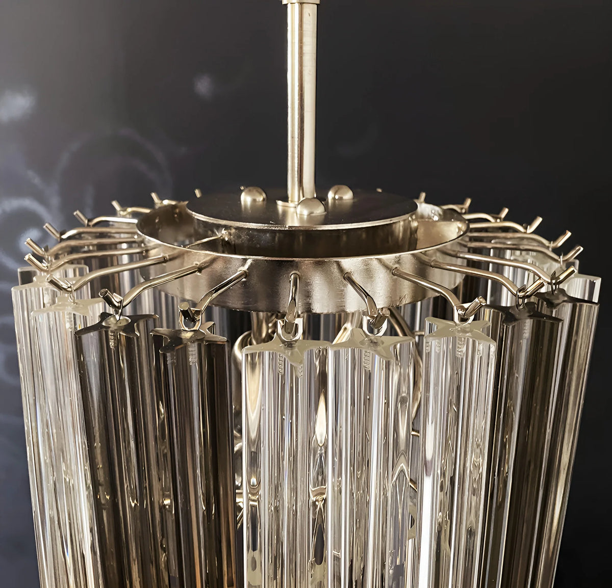 Murano Spiral Prisms Transparent Smoked Chandelier