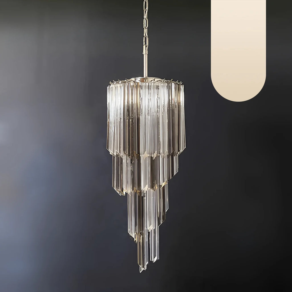 Murano Spiral Prisms Transparent Smoked Chandelier