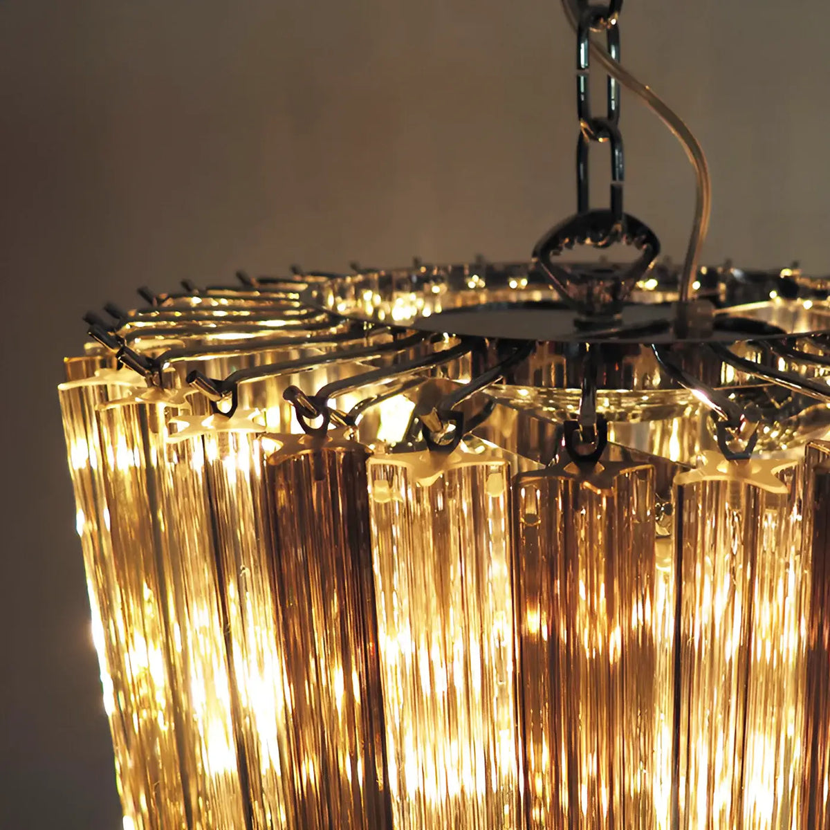 Murano Spiral Transparent Smoked Prism Glass Chandelier