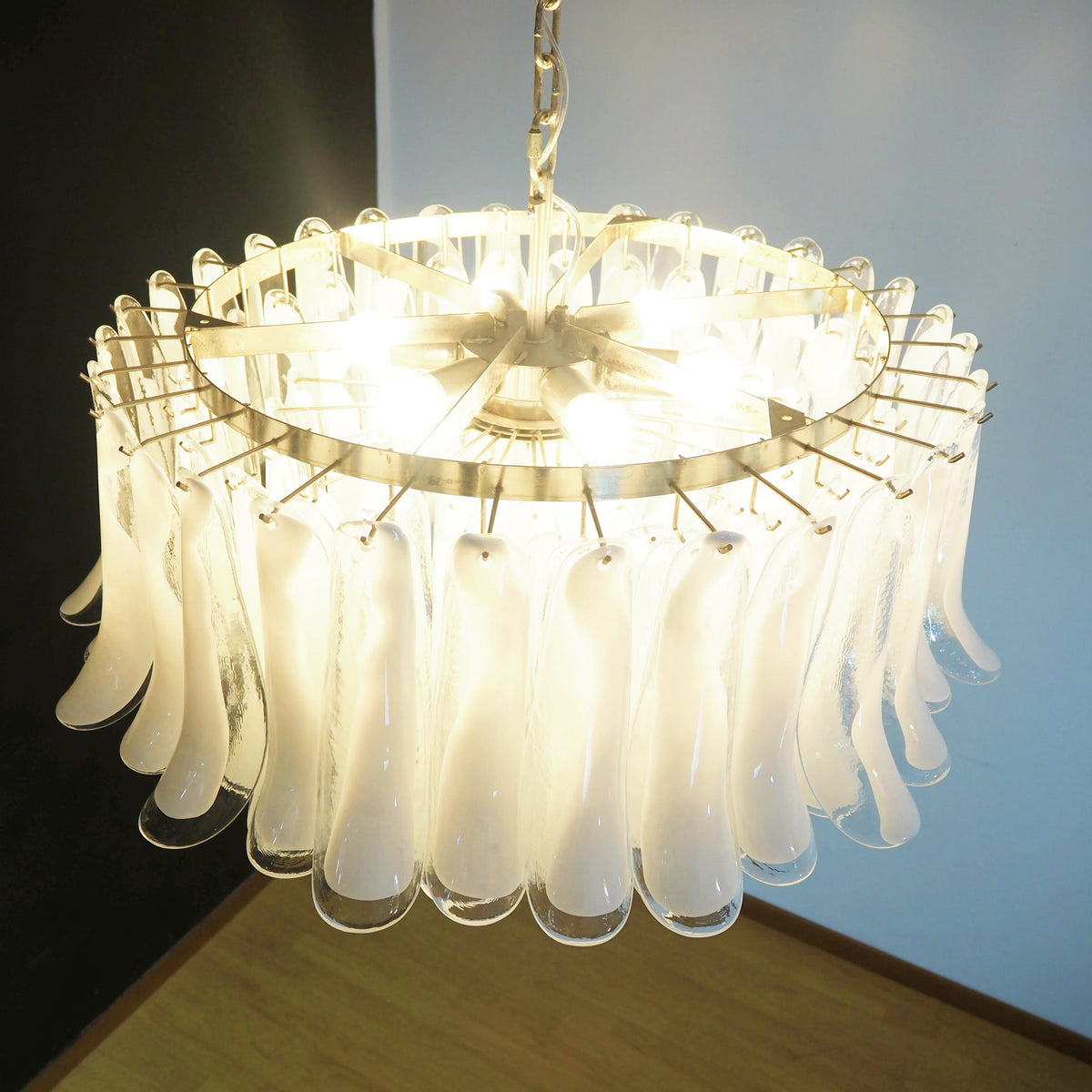 Murano Transparent Glass Petal Chandelier