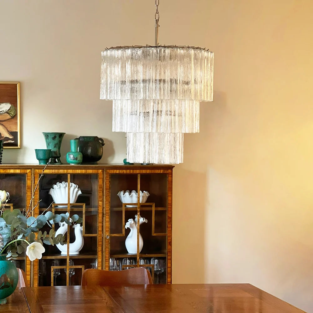 Murano Transparent Glass Tube Chandelier