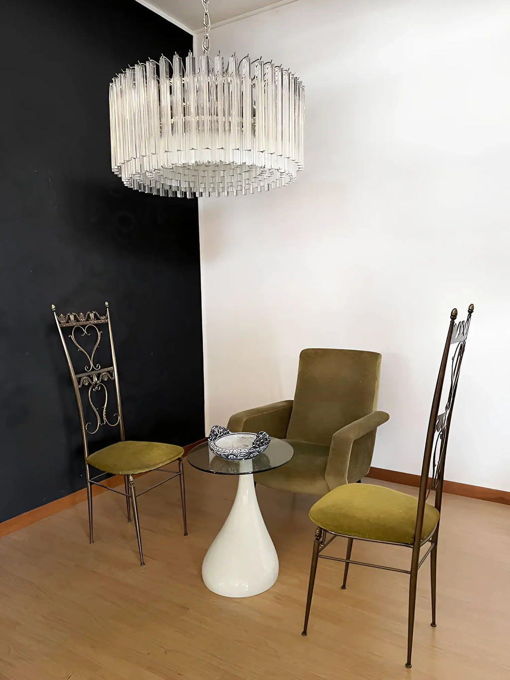 Murano Round Prisms Transparent Chandelier