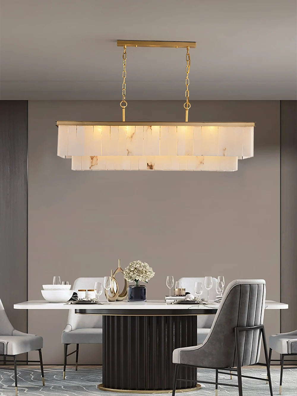 Natural Alabaster Dining Room Chandelier