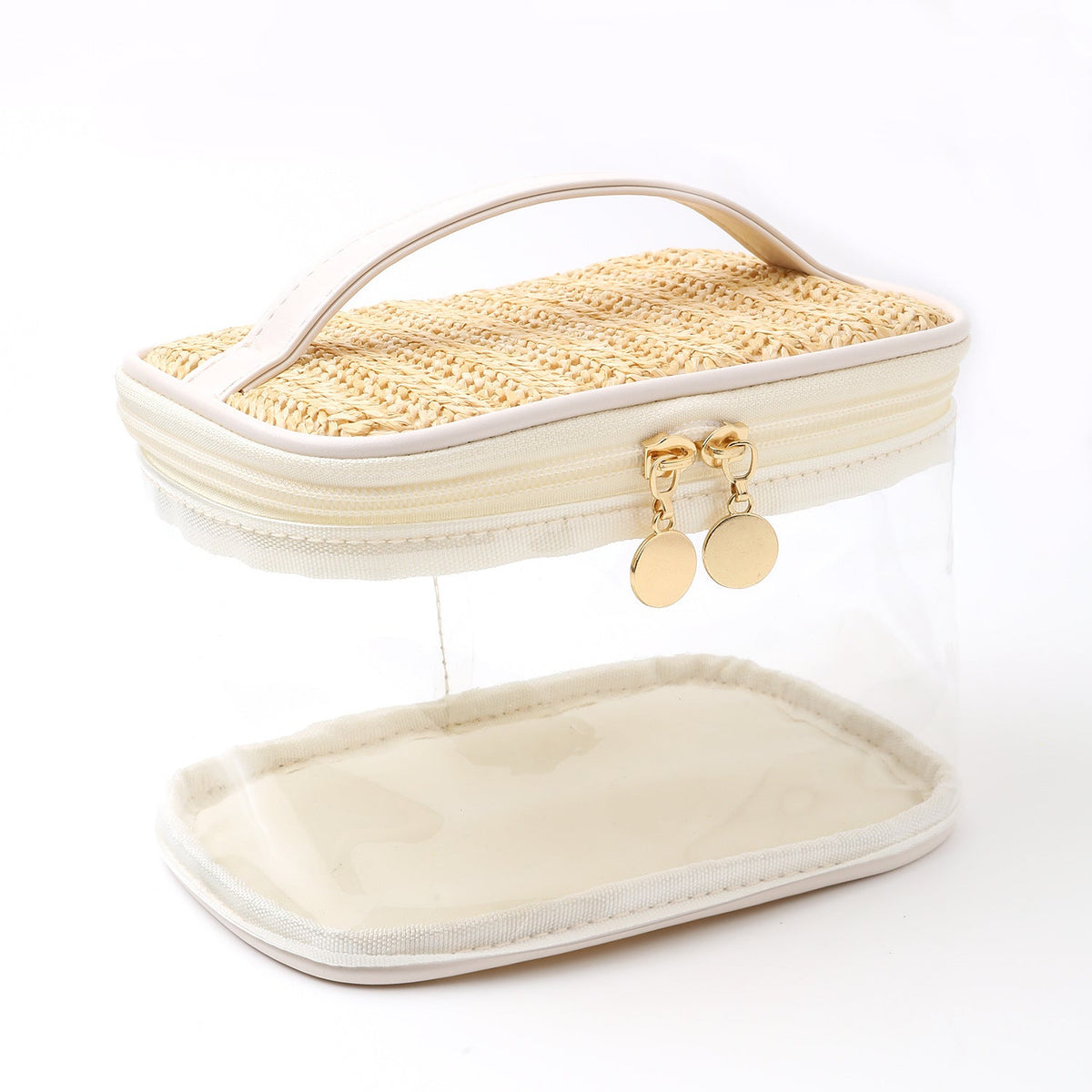 Large capacity PVC straw makeup bag for women,Portable travel toiletry bags, cosmetics portable storage bags, lightweight makeup bags,