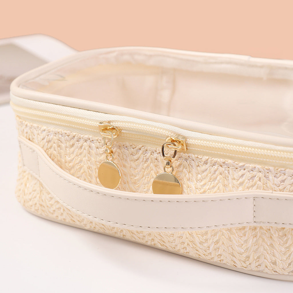 Ladies woven tote cosmetic bags, lightweight makeup bags,Business trip Transparent toiletries bag, Cosmetics storage bag, Transparent Cosmetic Bag,