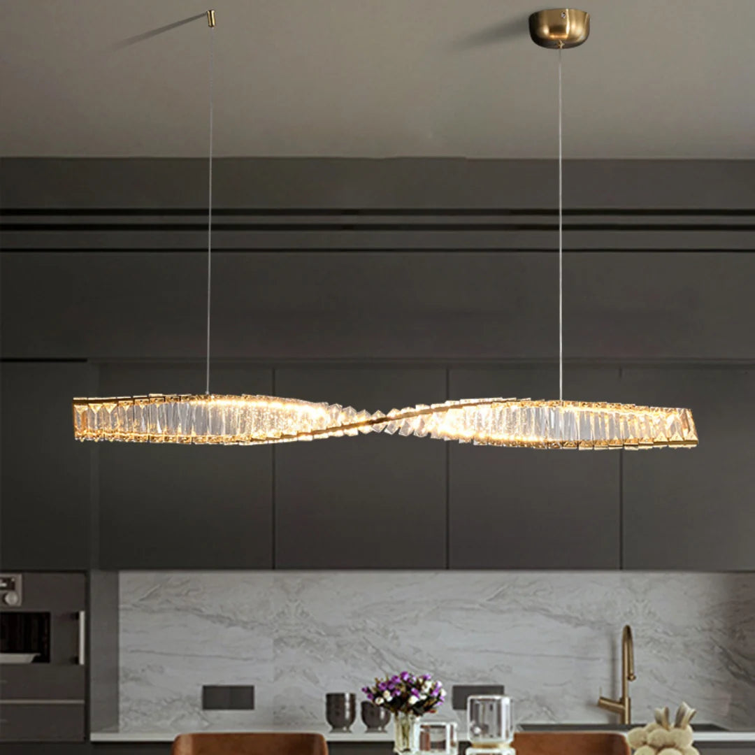 Linear Luxury Spiral Crystal Chandelier