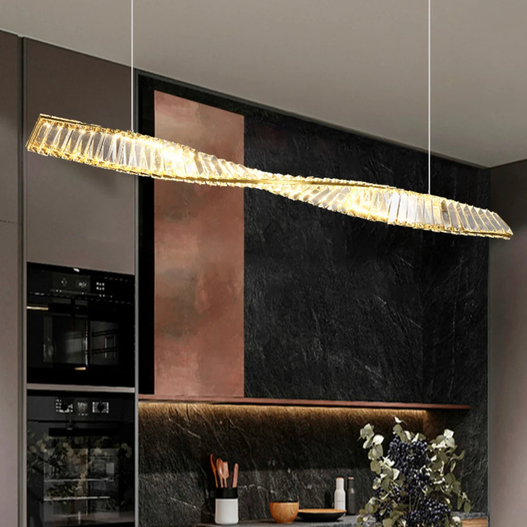 Linear Luxury Spiral Crystal Chandelier