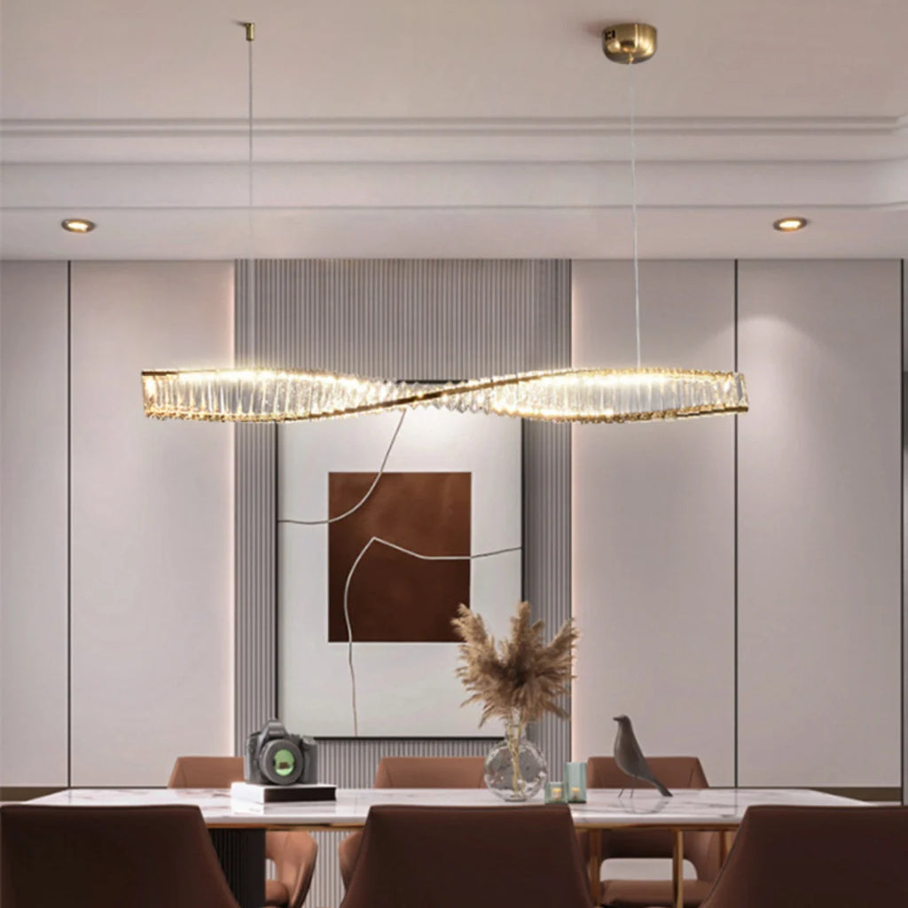 Linear Luxury Spiral Crystal Chandelier