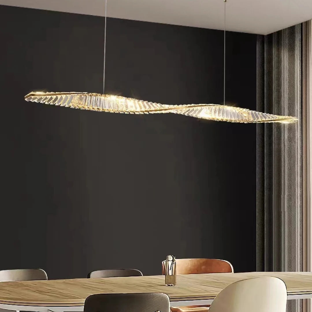 Linear Luxury Spiral Crystal Chandelier