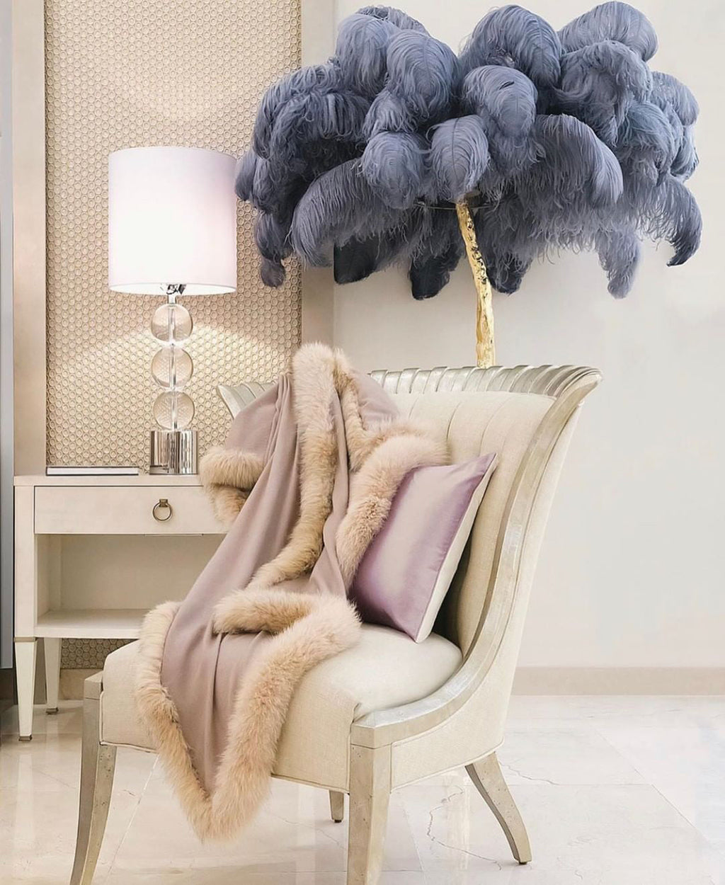 Ostrich Feather Floor Lamp