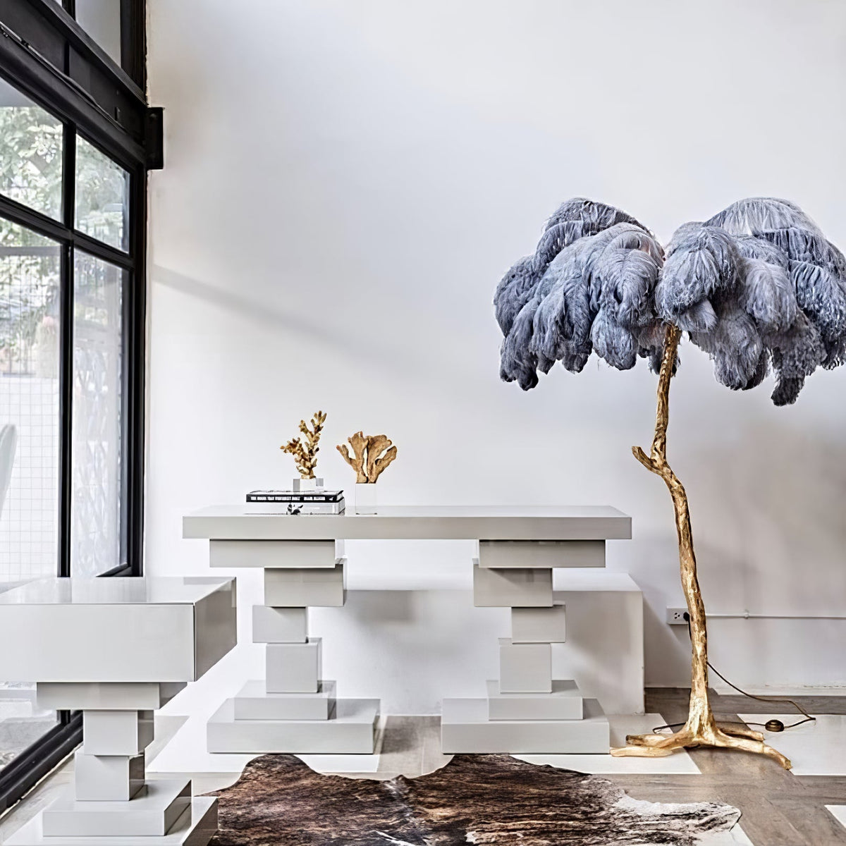 Ostrich Feather Floor Lamp