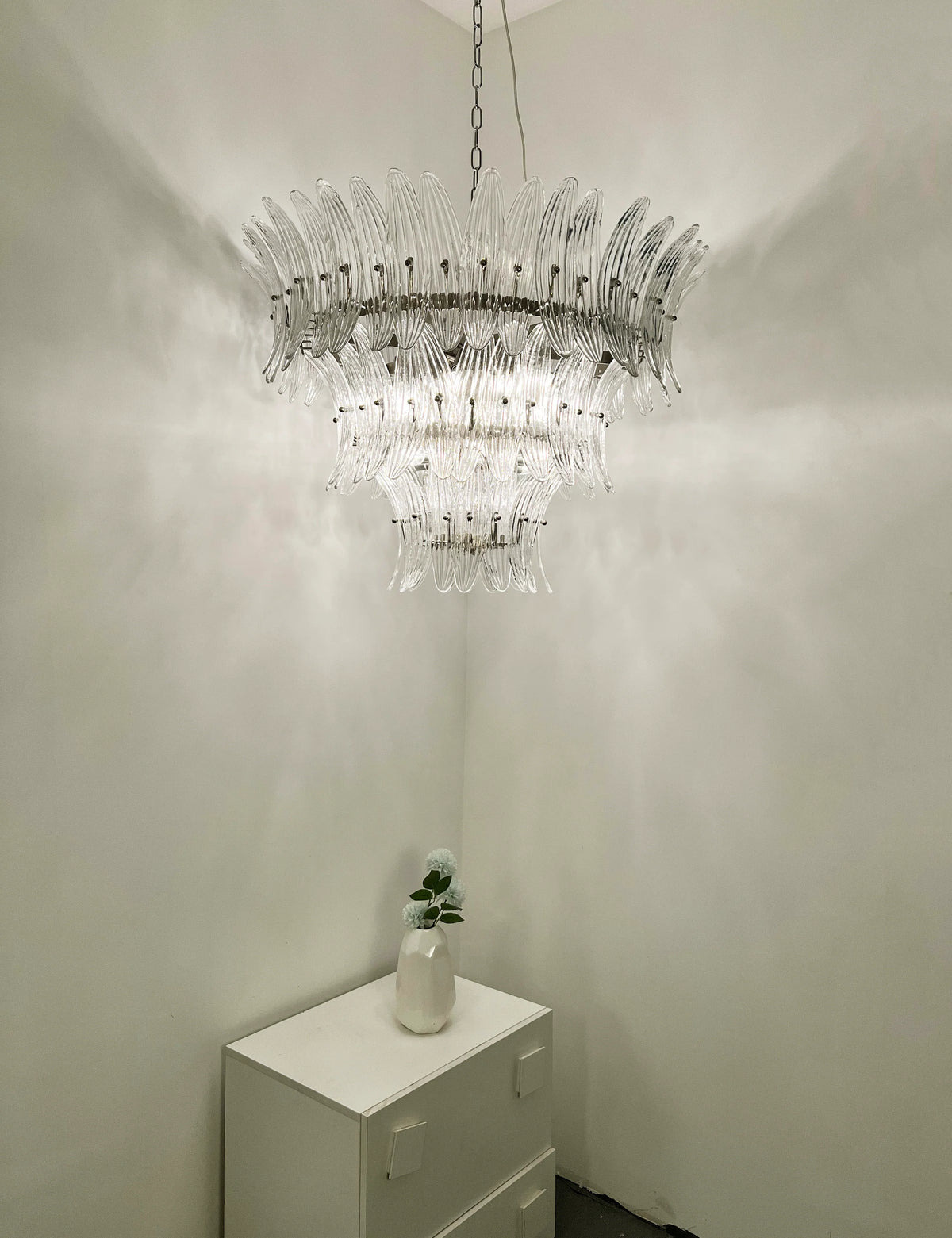 Palm Leaves Transparent Glass Chandelier