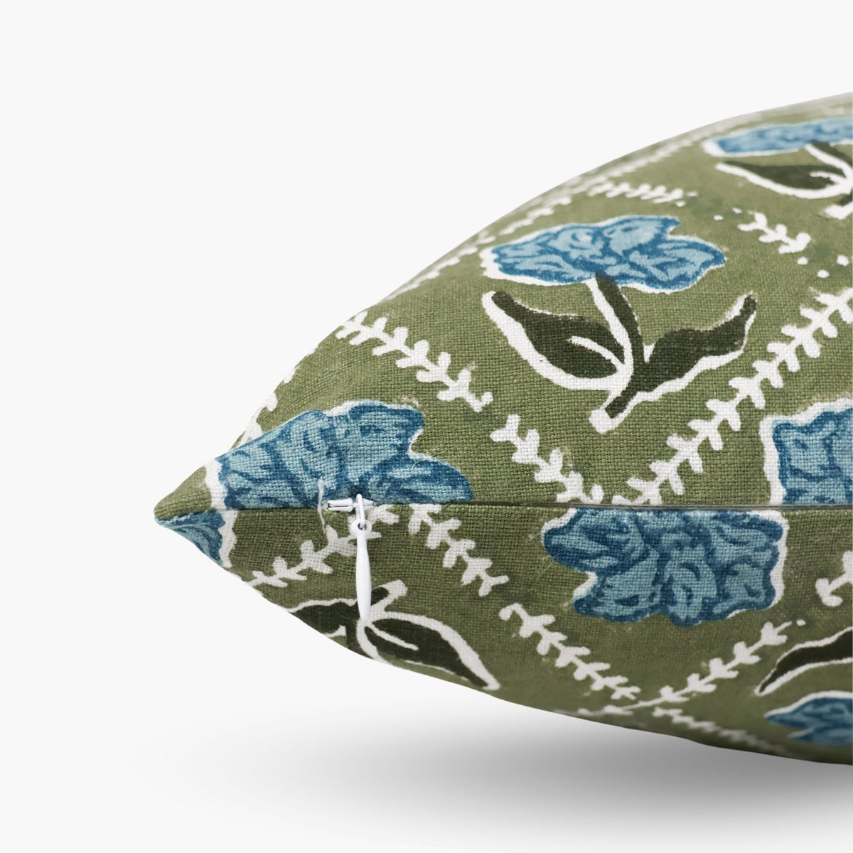 Noor Throw Pillow Cover - Olive & Blue