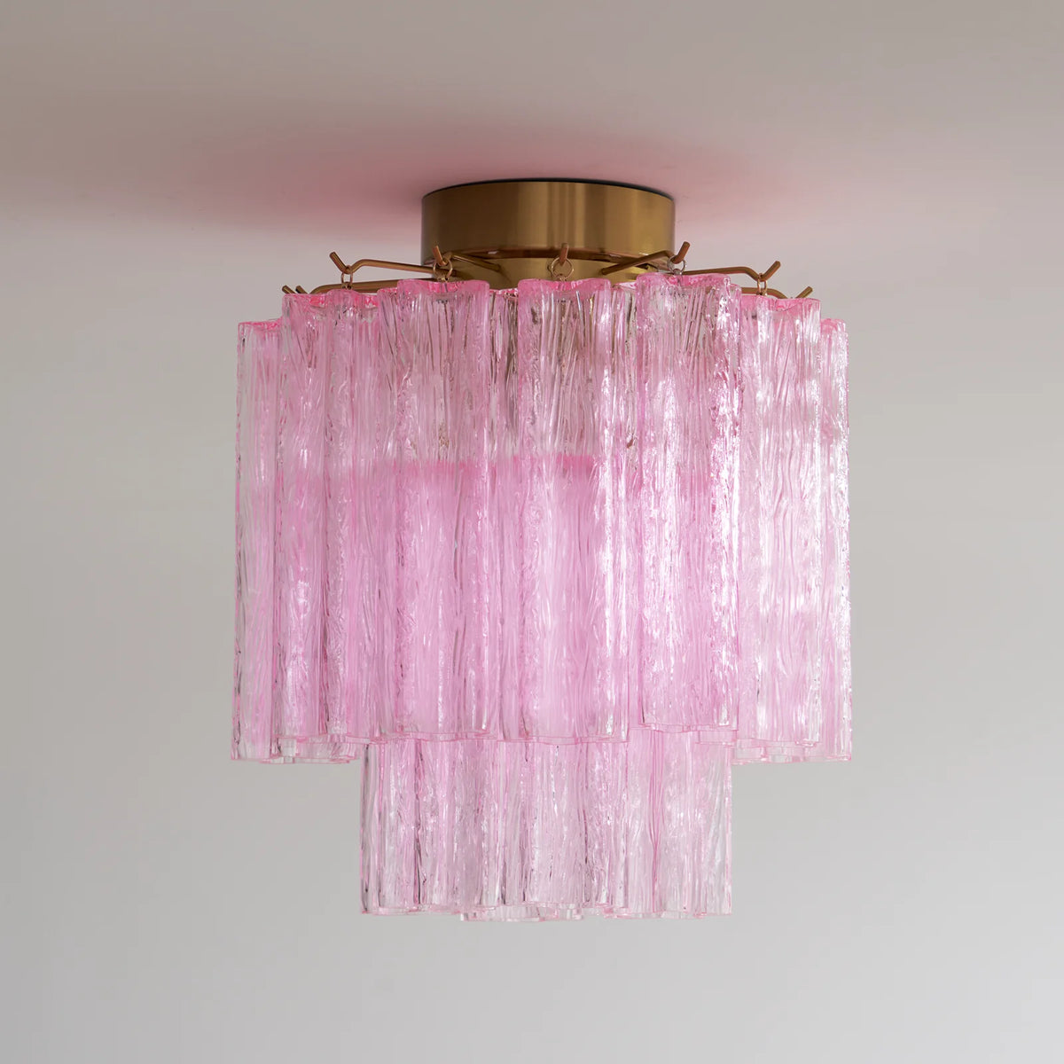 Pink Glass Tubes Murano Ceiling Lamp