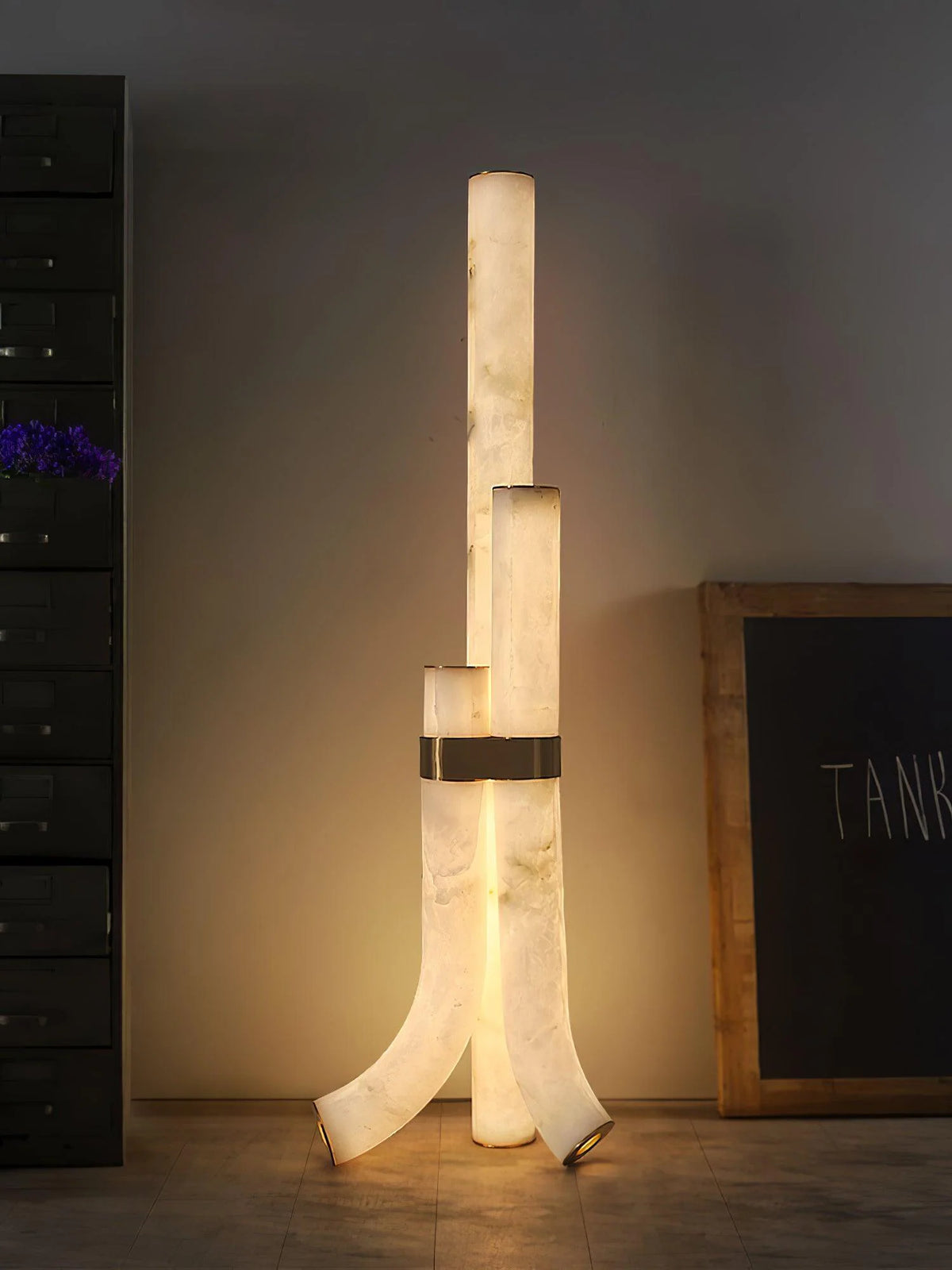 Modern Alabaster Piped Floor Lamp