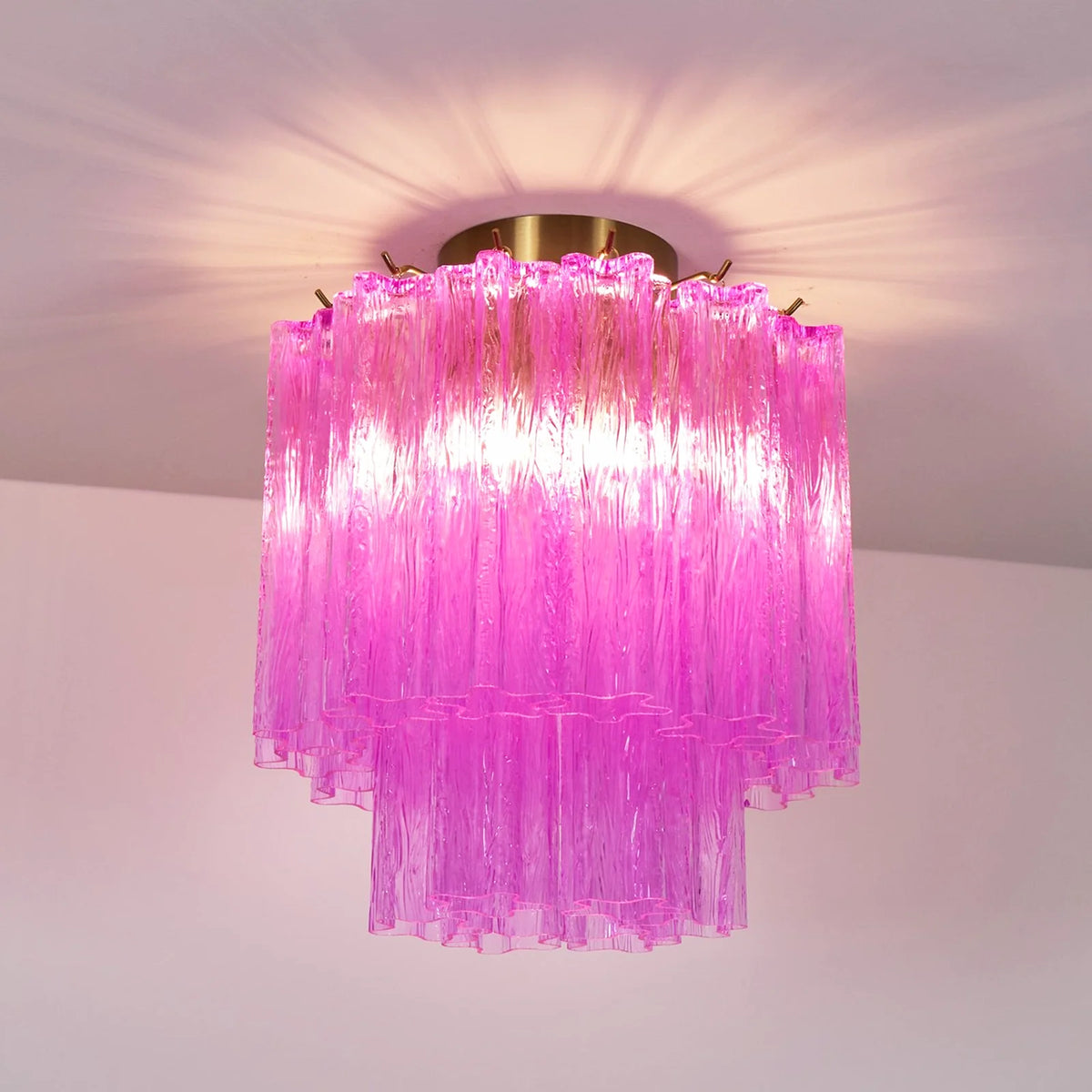 Purple Glass Tubes Murano Ceiling Lamp