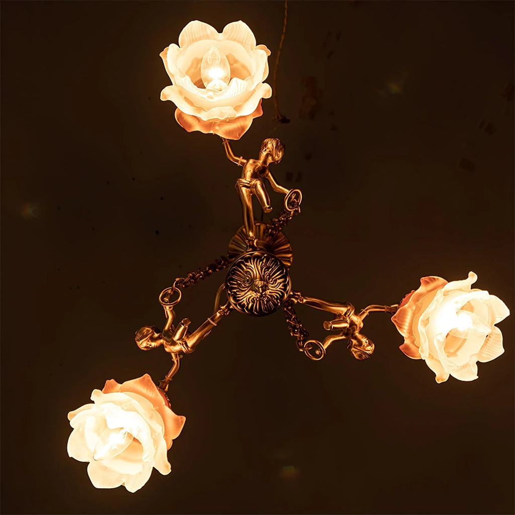 Putti Statuettes Brass Suspension