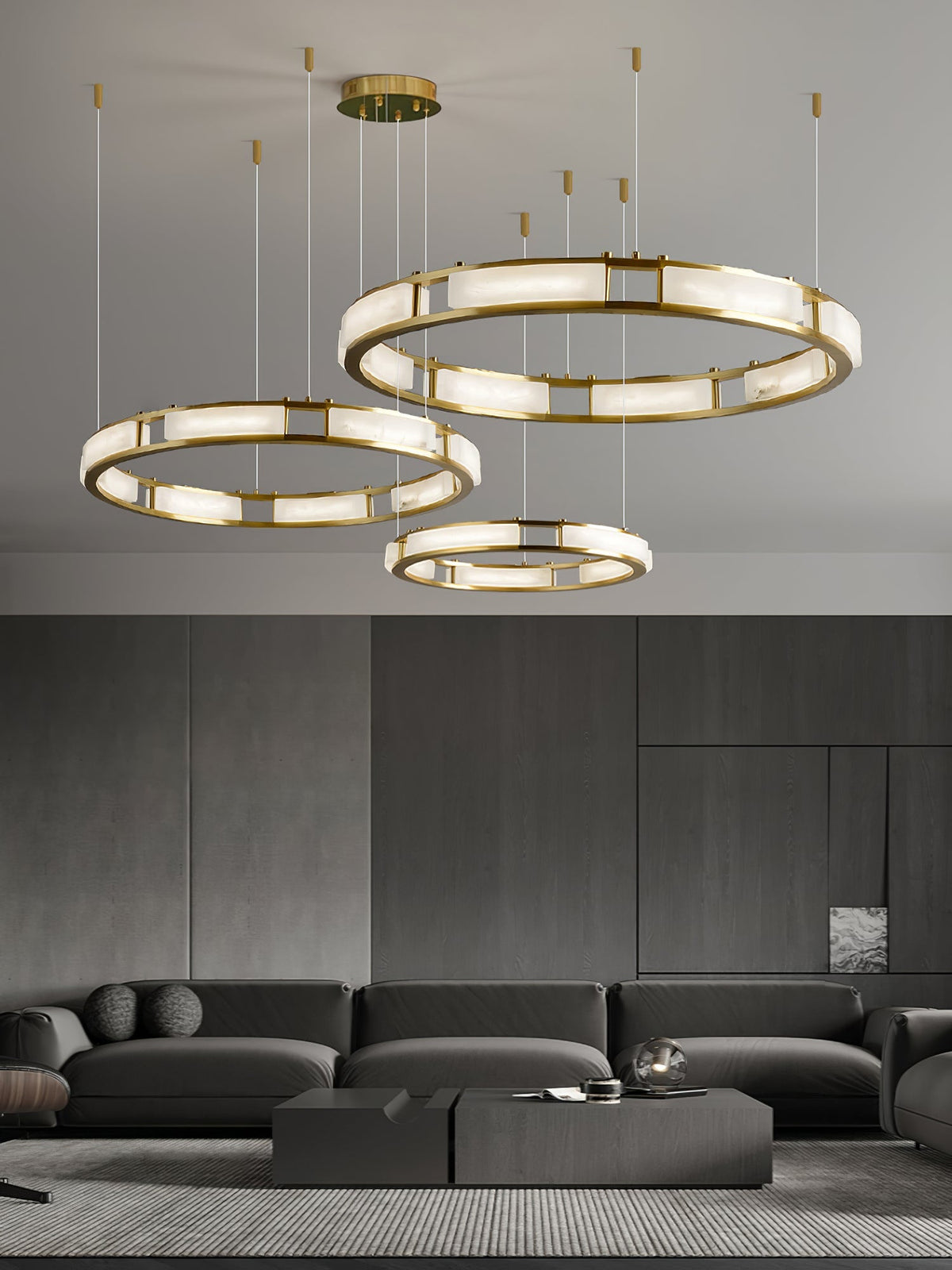 Round Qatar Alabaster Chandelier