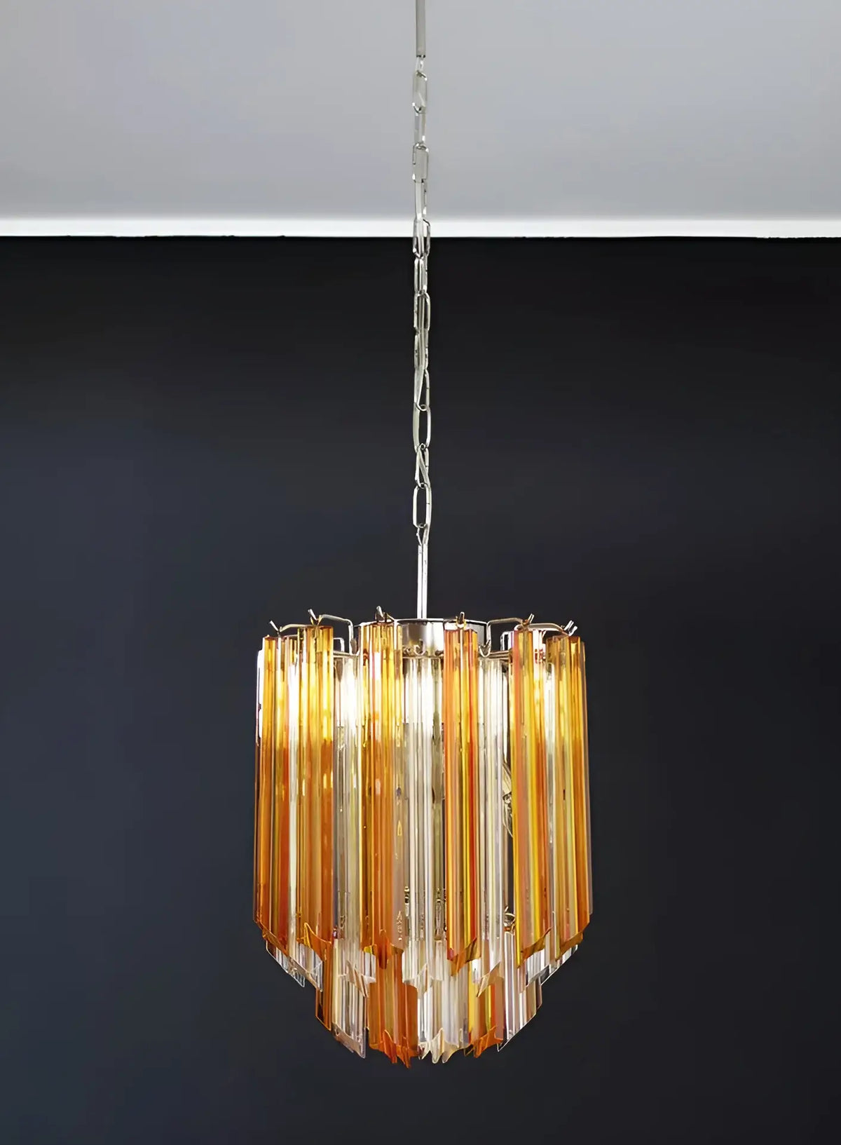 Quadriedri Murano Prisms Amber Transparent Chandelier