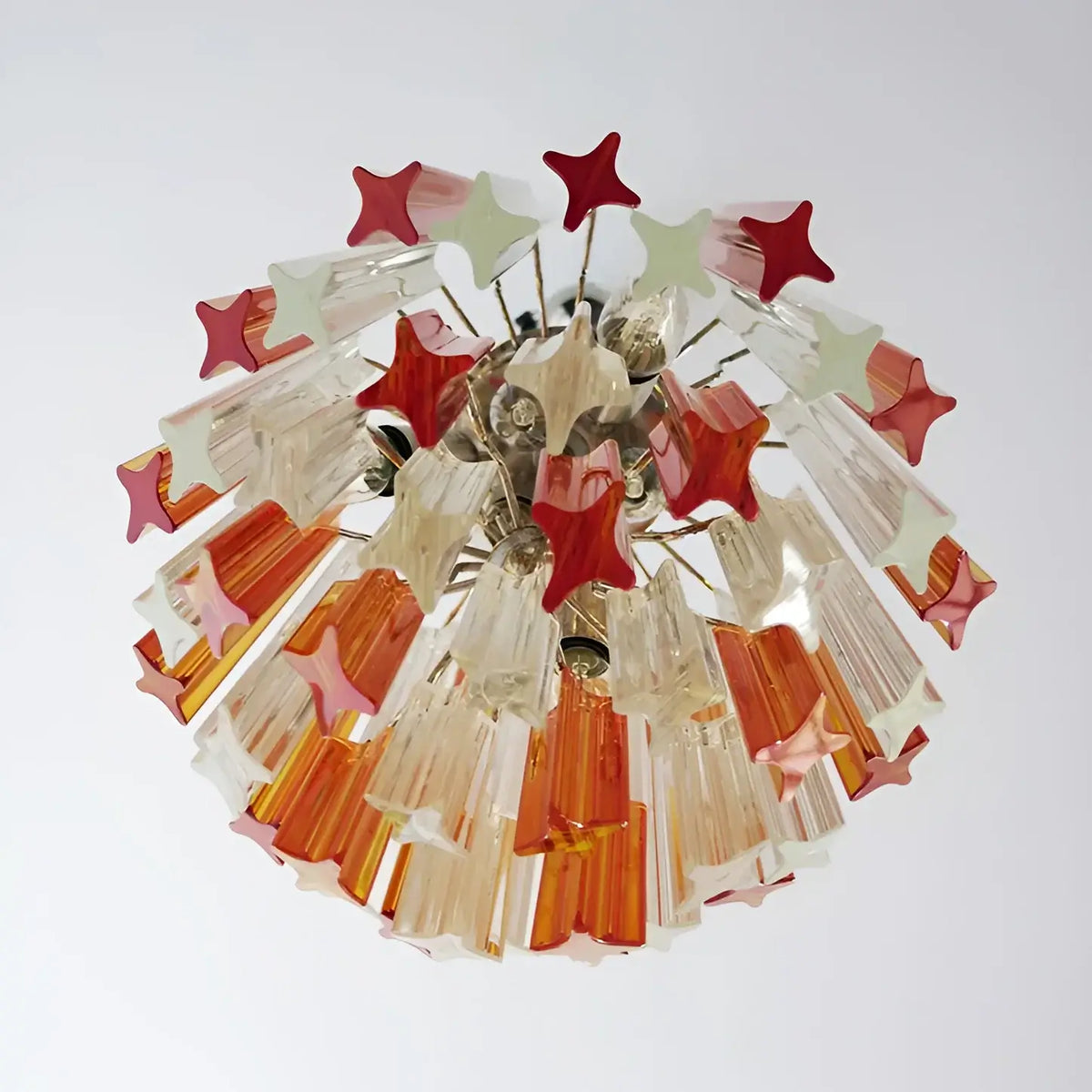 Quadriedri Murano Prisms Amber Transparent Chandelier