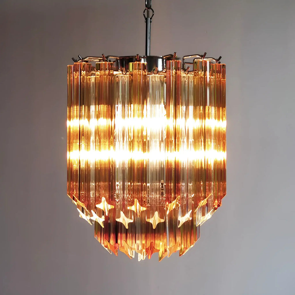 Quadriedri Murano Prisms Amber Transparent Chandelier
