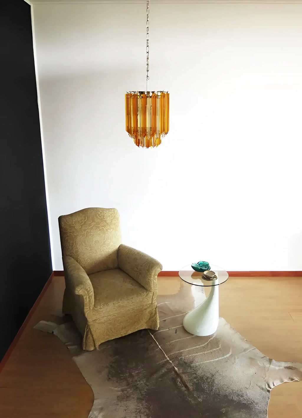 Quadriedri Murano Prisms Amber Transparent Chandelier