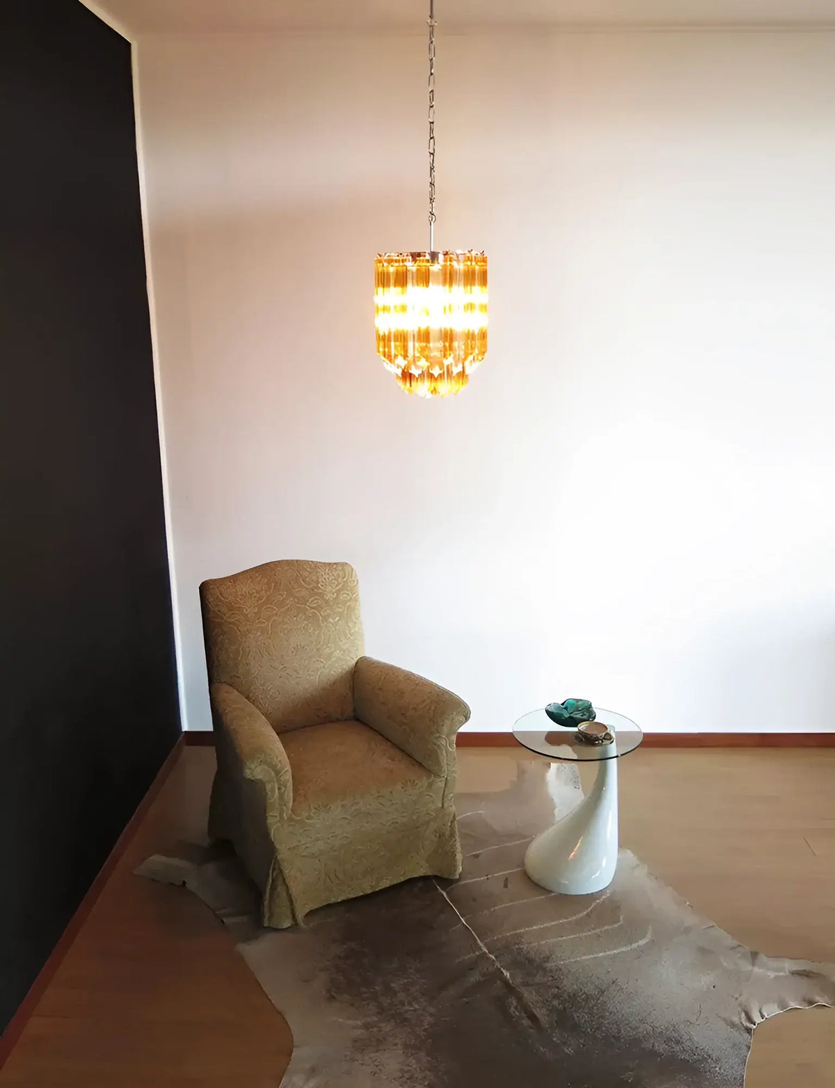 Quadriedri Murano Prisms Amber Transparent Chandelier