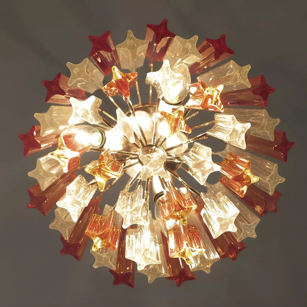 Quadriedri Murano Prisms Amber Transparent Chandelier