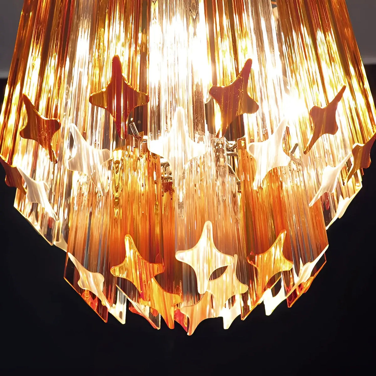 Quadriedri Murano Prisms Amber Transparent Chandelier