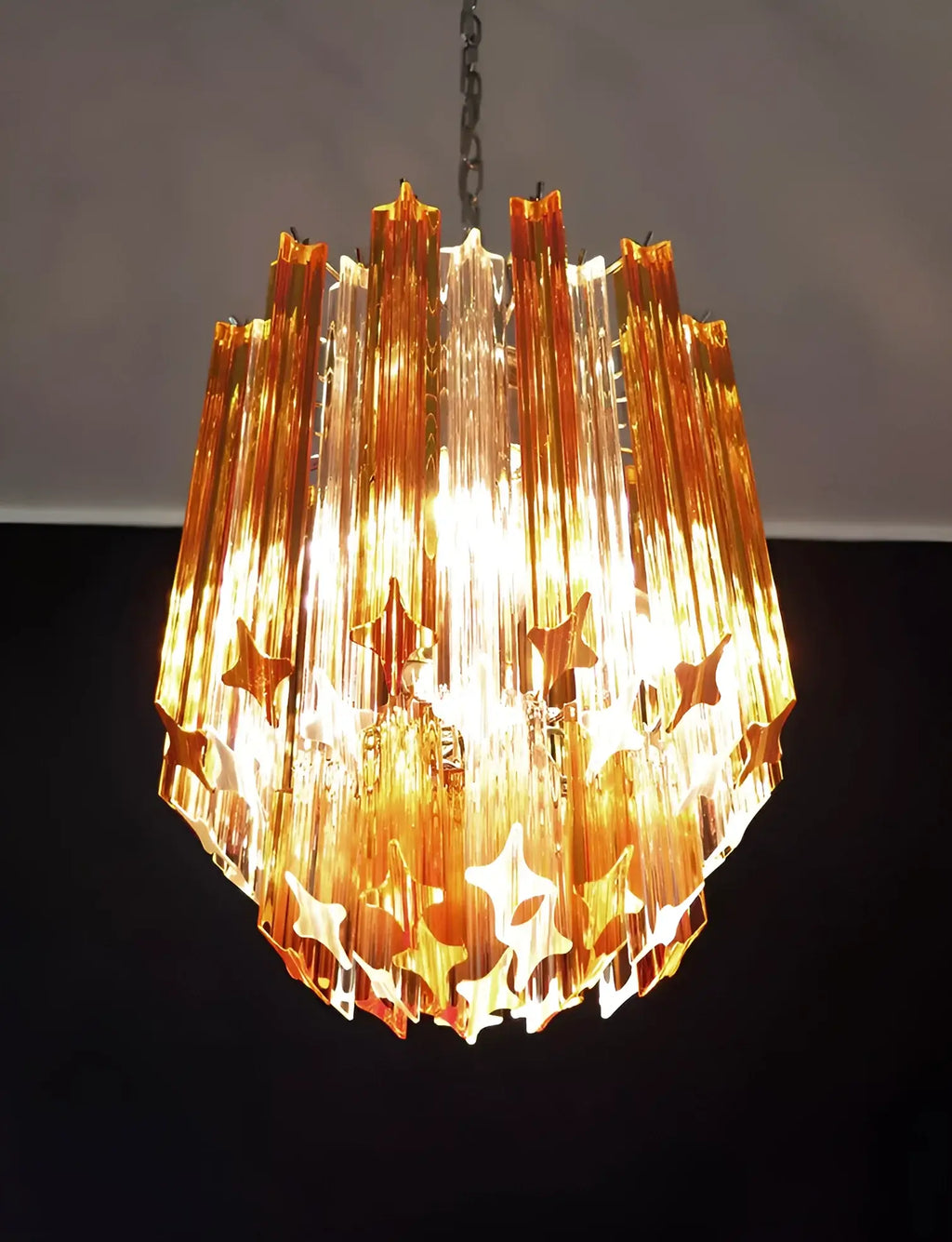 Quadriedri Murano Prisms Amber Transparent Chandelier