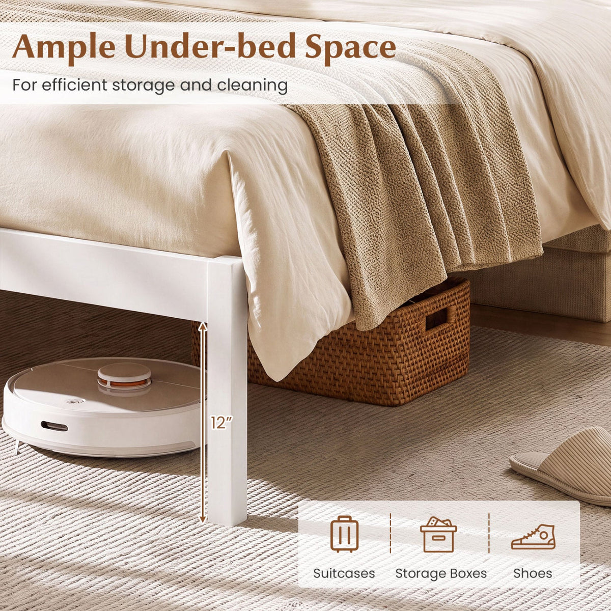 Queen Platform Bed Frame with Curved Headboard