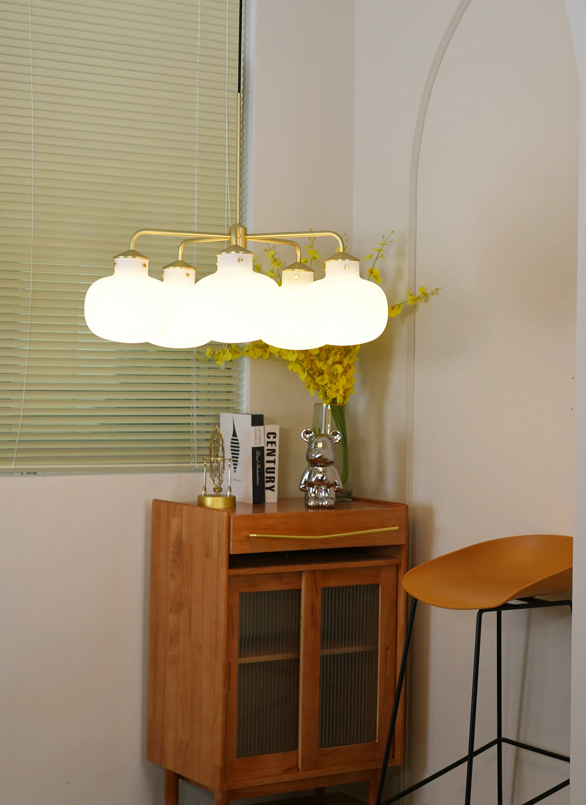 Modern Raito Opal Glass Chandelier