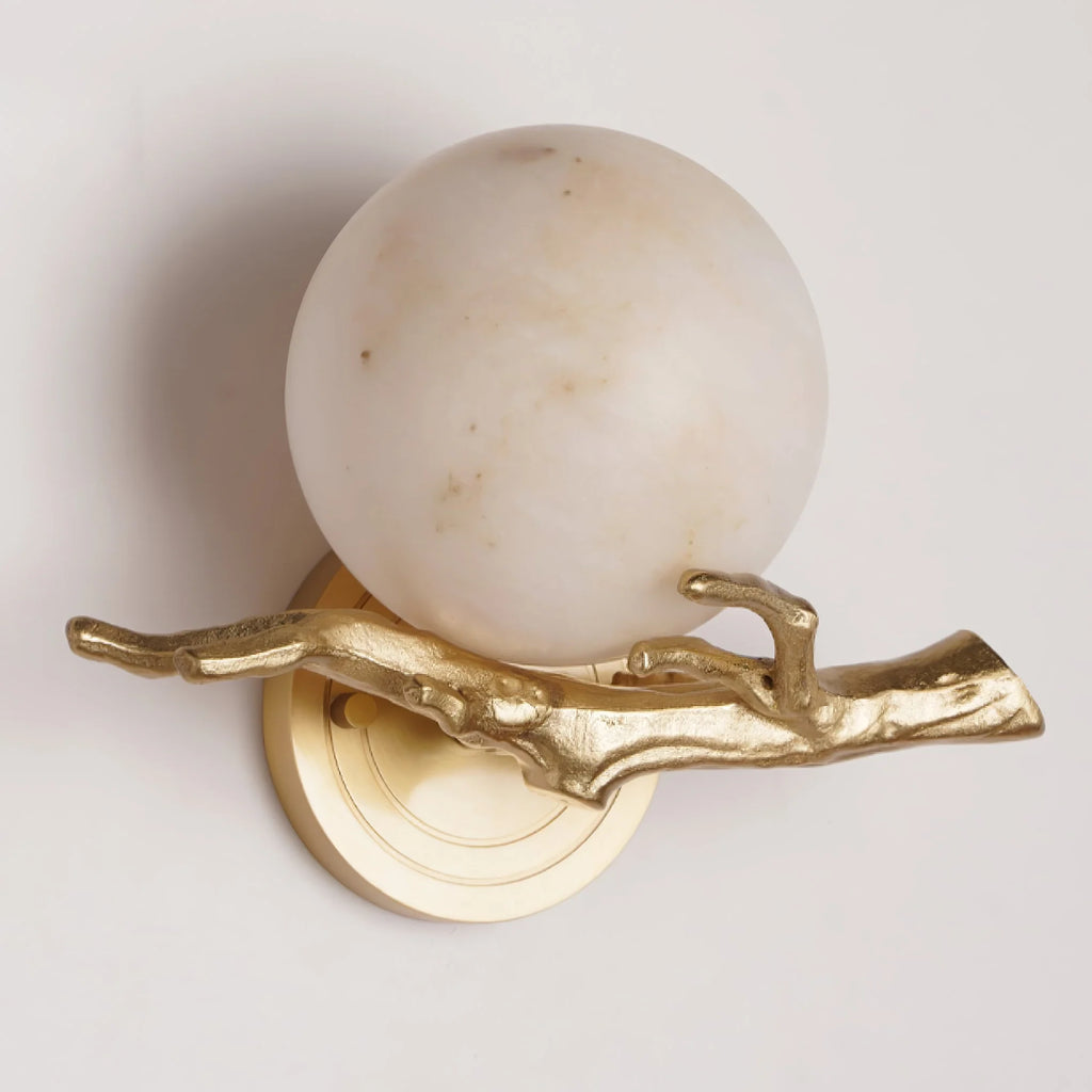 Retro Twigs Round Alabaster Wall Lamp