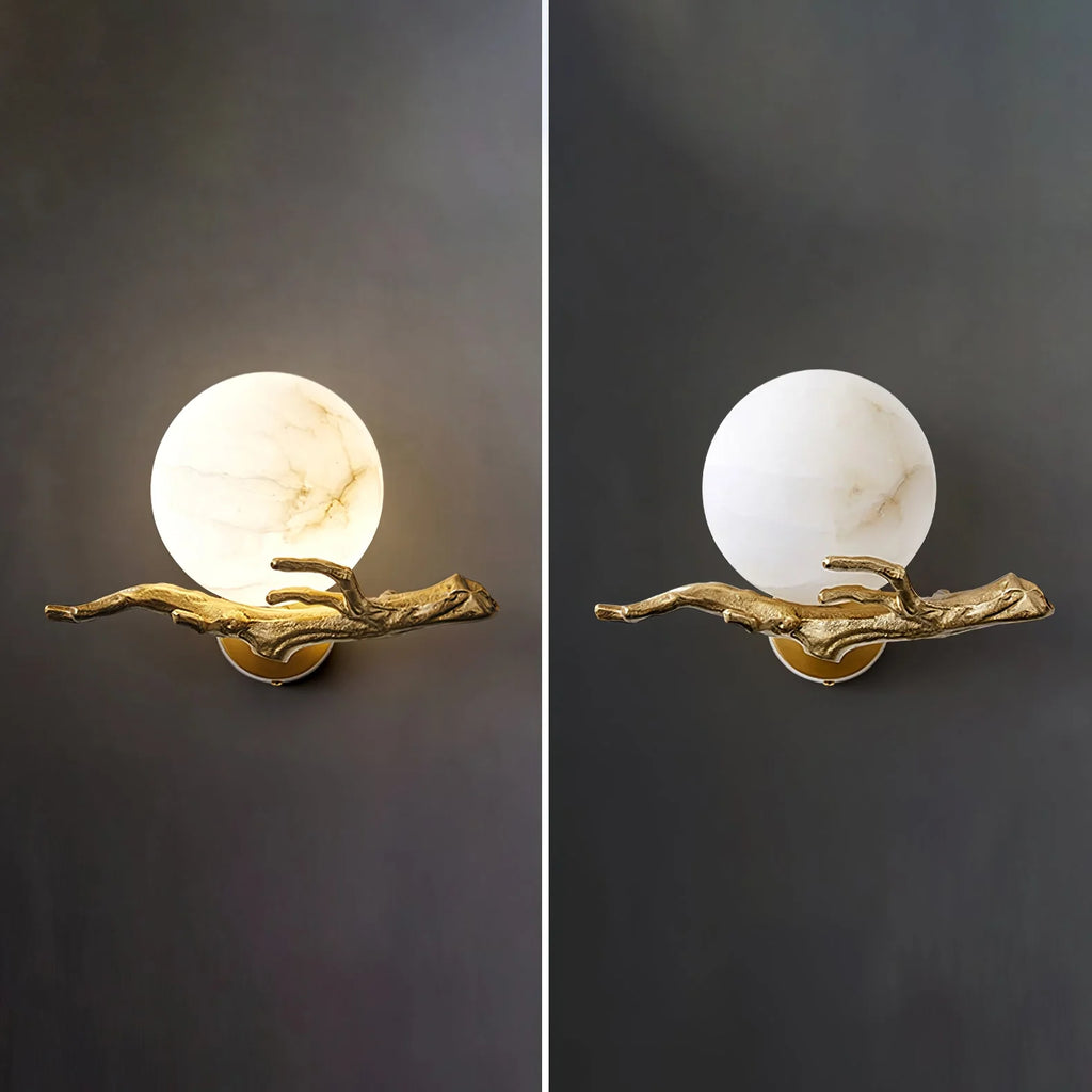 Retro Twigs Round Alabaster Wall Lamp