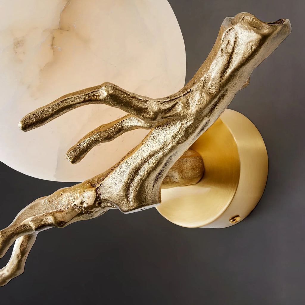 Retro Twigs Round Alabaster Wall Lamp