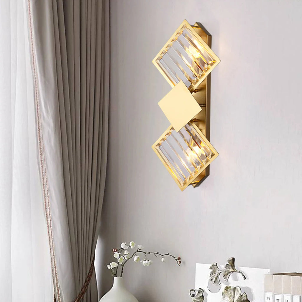 Rhombus Gold Crystal Wall Light