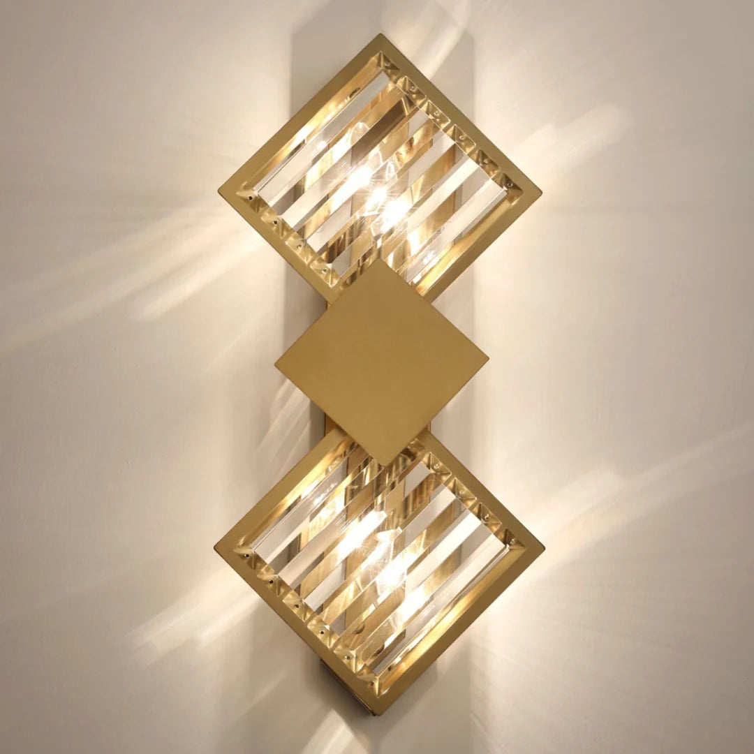 Rhombus Gold Crystal Wall Light
