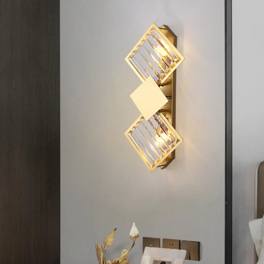 Rhombus Gold Crystal Wall Light