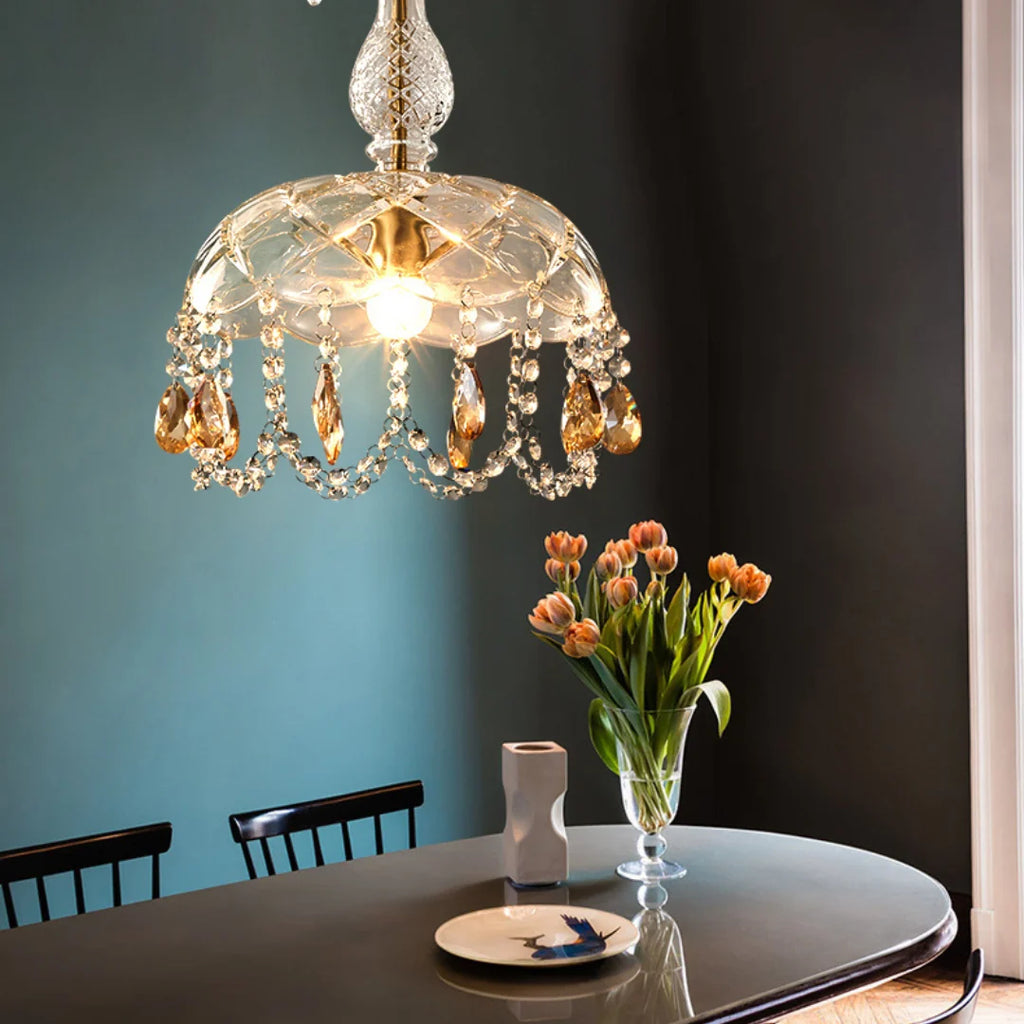 Rondelle Crystal Flower Pendant Lamp