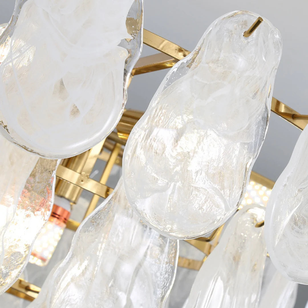 Round Cloud Glass Brass Chandelier