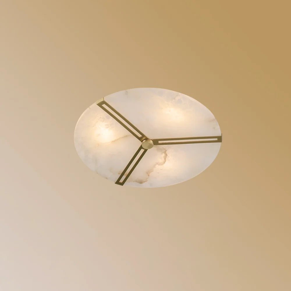 Round Copper Alabaster Ceiling Light