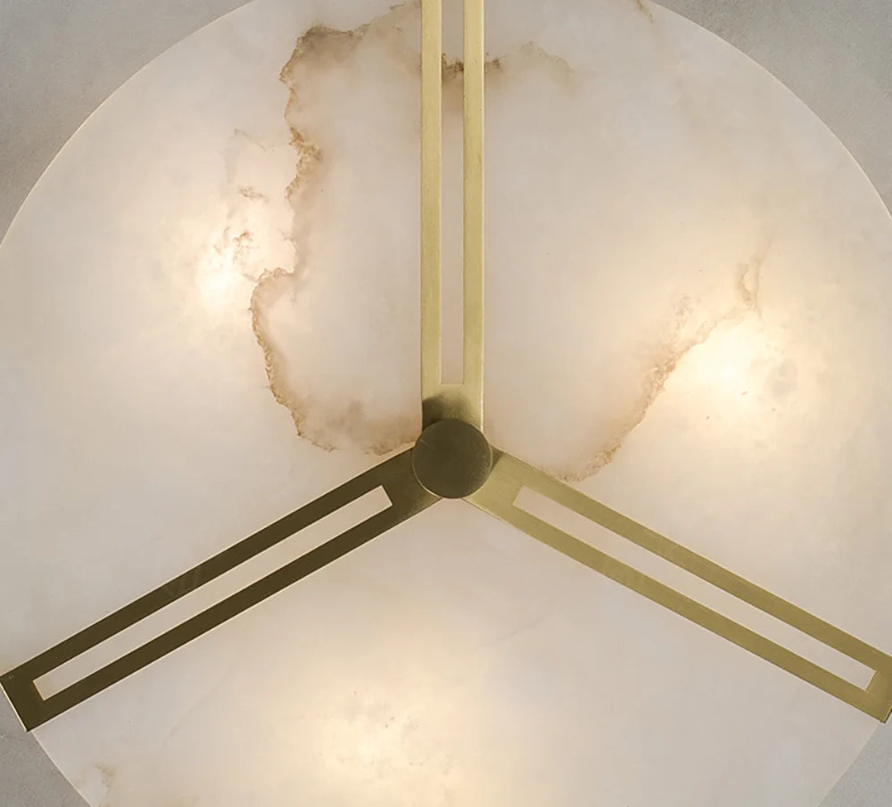 Round Copper Alabaster Ceiling Light