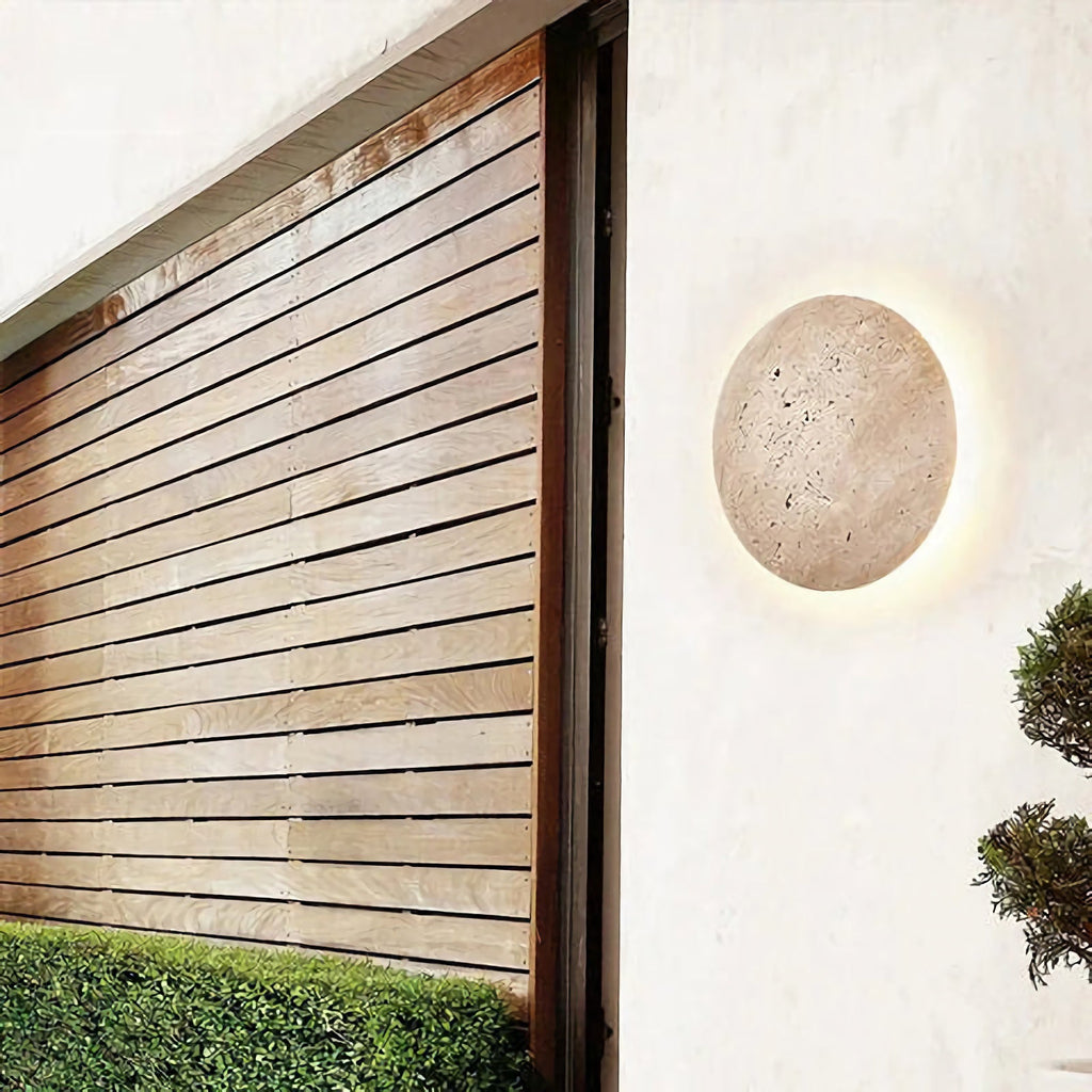 Yellow Travertine Round Wall Lamp