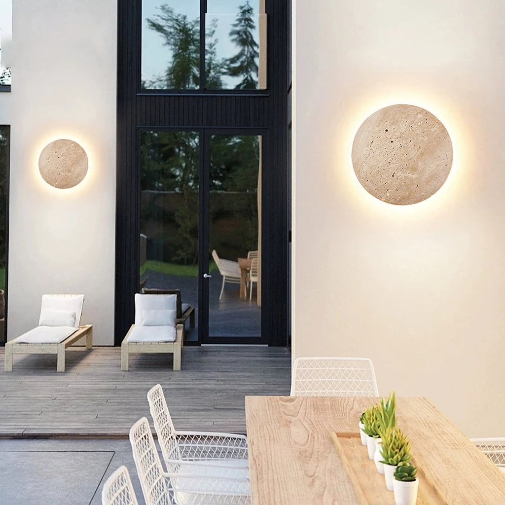 Yellow Travertine Round Wall Lamp
