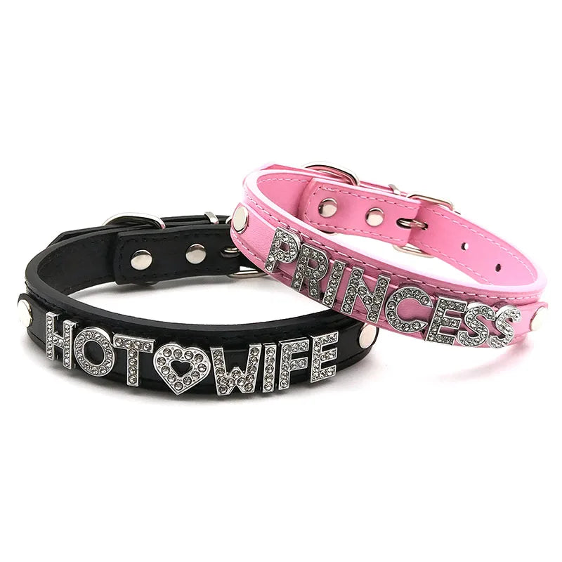 Sexy PU Leather Custom Name Letters Choker Collar Necklaces Men Women Personalized Cosplay Customized Chocker Jewelry