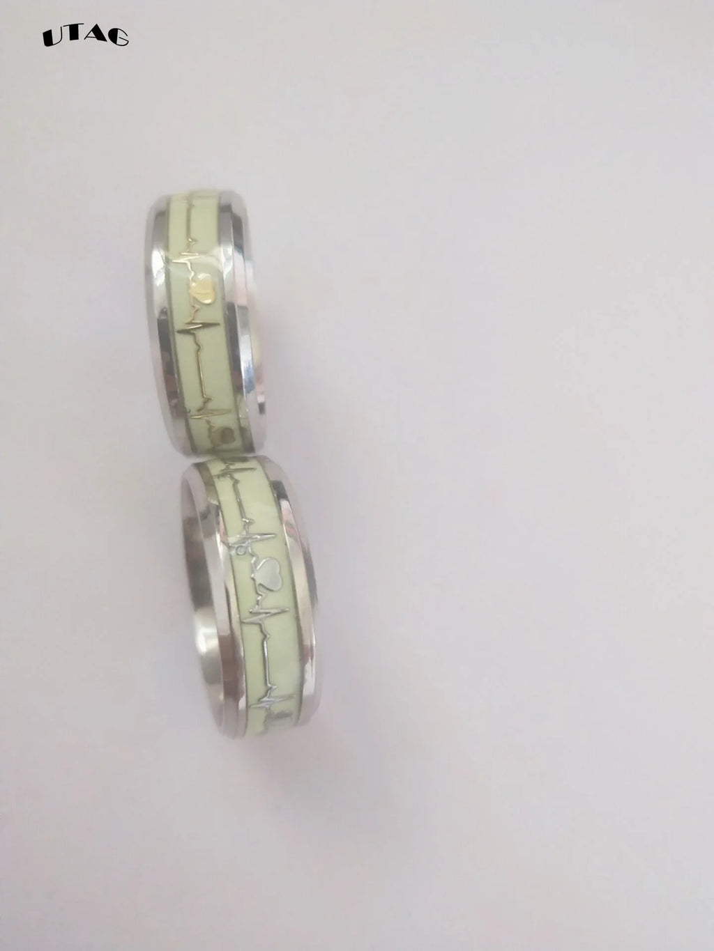 Fashion Stainless Steel Luminous Finger Ring For Women Men Glowing In Dark Heart Couple Wedding Bands Jewelry Gift Accessories
