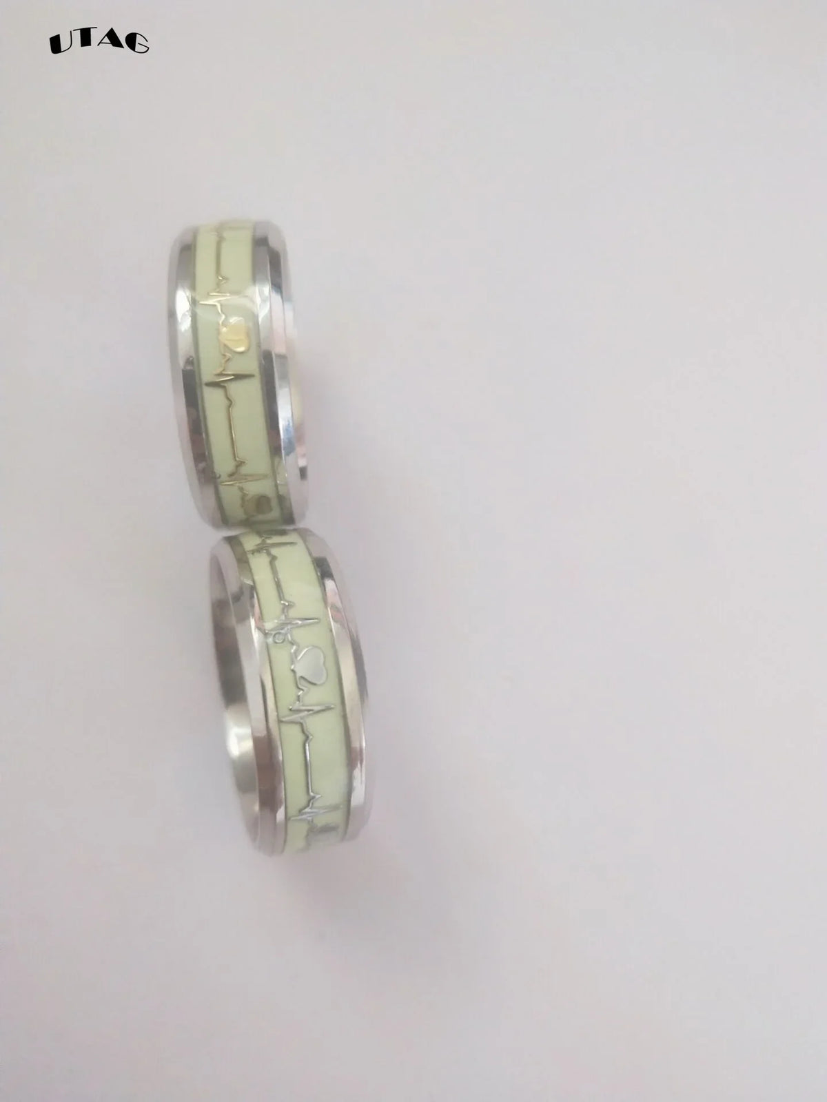 Fashion Stainless Steel Luminous Finger Ring For Women Men Glowing In Dark Heart Couple Wedding Bands Jewelry Gift Accessories