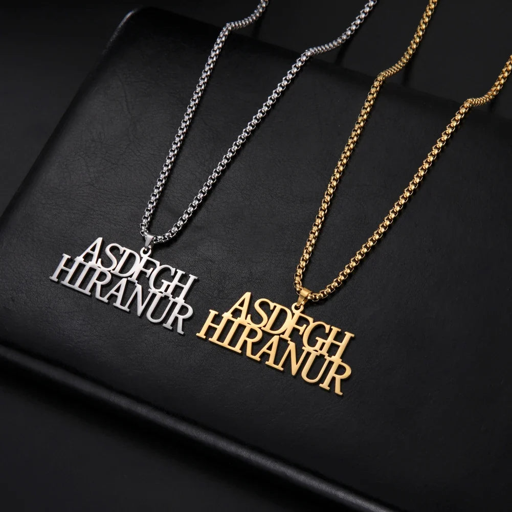 Lemegeton Custom Name Necklace Men Stainless Steel Jewelry Personalized Crown Pendant Customized Punk Thick Chain Party Gifts