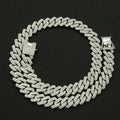 Fashion Men Cuban Link Iced Out Necklace 14MM width Rhinestones Chain Rapper CZ Cuban Chain Necklace Hip Hop Birthday Jewelry
