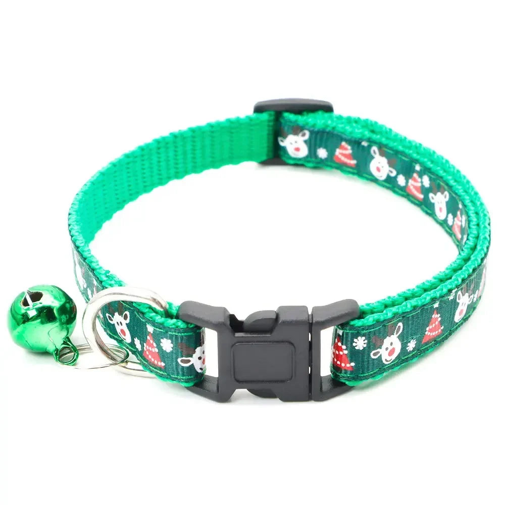 Pet Collar with Bell - Dog Chain Cat Necklace, Christmas Tree Print Pet Jewelry for Small Dogs & Cats